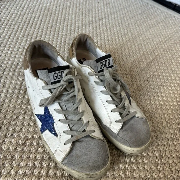 Golden Goose Superstar Sneakers with Blue and Gold 39 - Picture 2 of 4